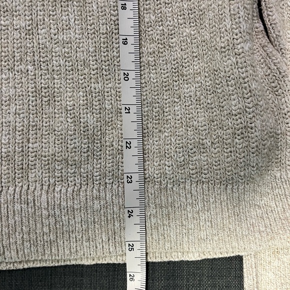 Vintage 70s LL Bean Mens Large Cotton Rayon Jute Knit V-Neck Sweater Tan USA - Picture 8 of 8